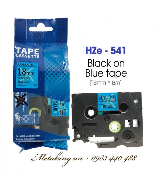 Nhãn HZe-541 (TZe-541), 18mm X 8m, Chữ đen - nền xanh dương | AIMO Việt Nam