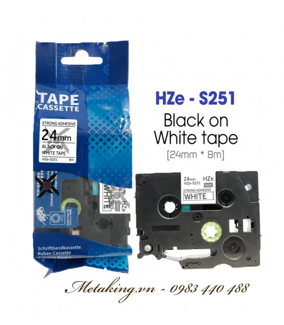 Nhãn HZe-S251 (TZe-S251), 24mm X 8m, Chữ đỏ - nền trắng | AIMO Việt Nam
