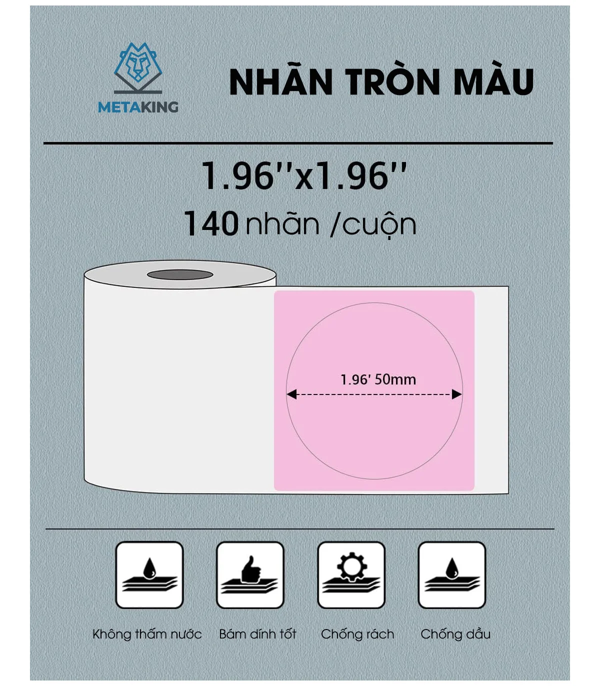 Nhãn Tròn 50 X 50mm, Màu Hồng, KTR-5050-140PK | AIMO Việt Nam