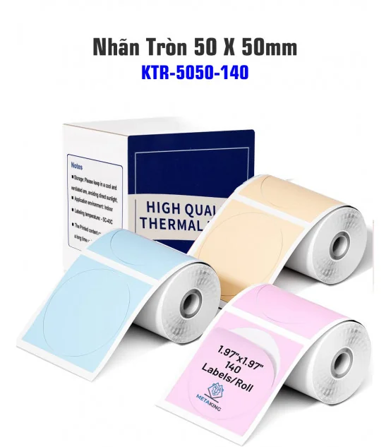 Nhãn Tròn 50 X 50mm, Màu Xanh, KTR-5050-140BU | AIMO Việt Nam