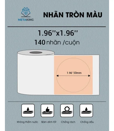 Nhãn Tròn 50 X 50mm, Màu Kaki, KTR-5050-140KA | AIMO Việt Nam
