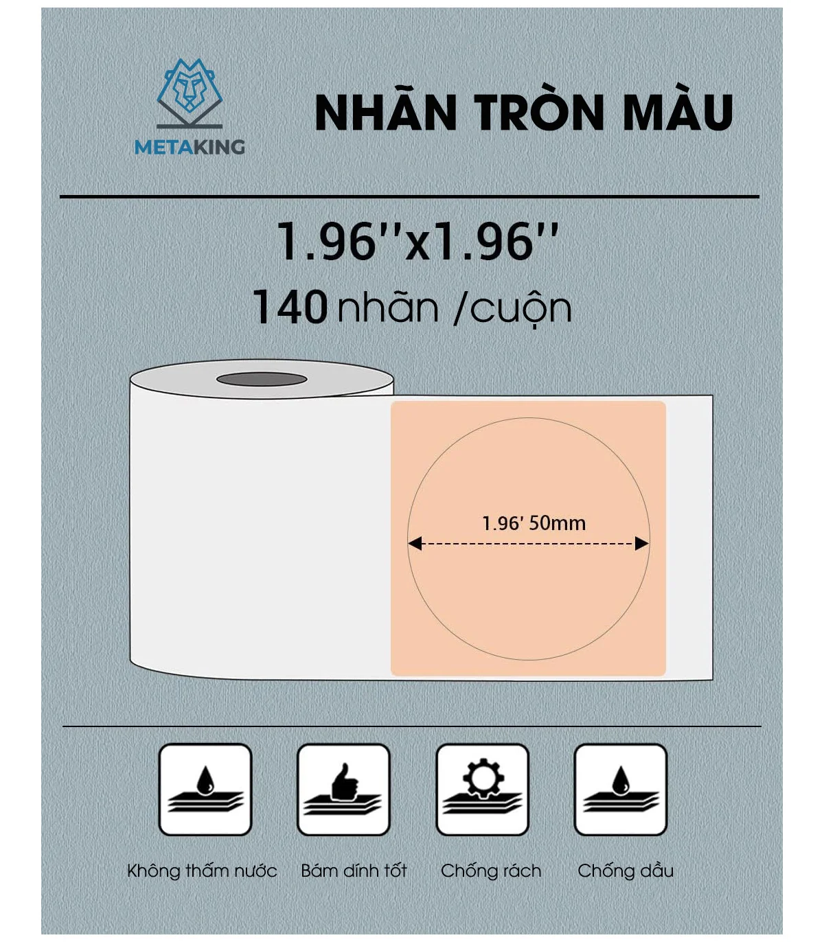 Nhãn Tròn 50 X 50mm, Màu Kaki, KTR-5050-140KA | AIMO Việt Nam
