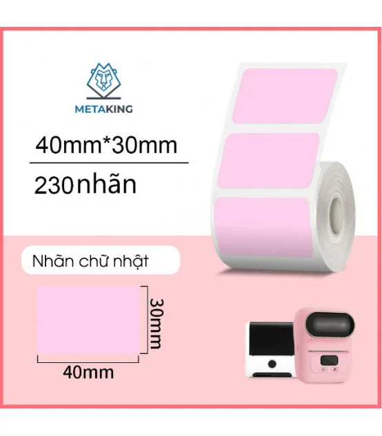Nhãn Đa Năng 40 X 30mm màu hồng, KT-4030-230PK | AIMO Việt Nam