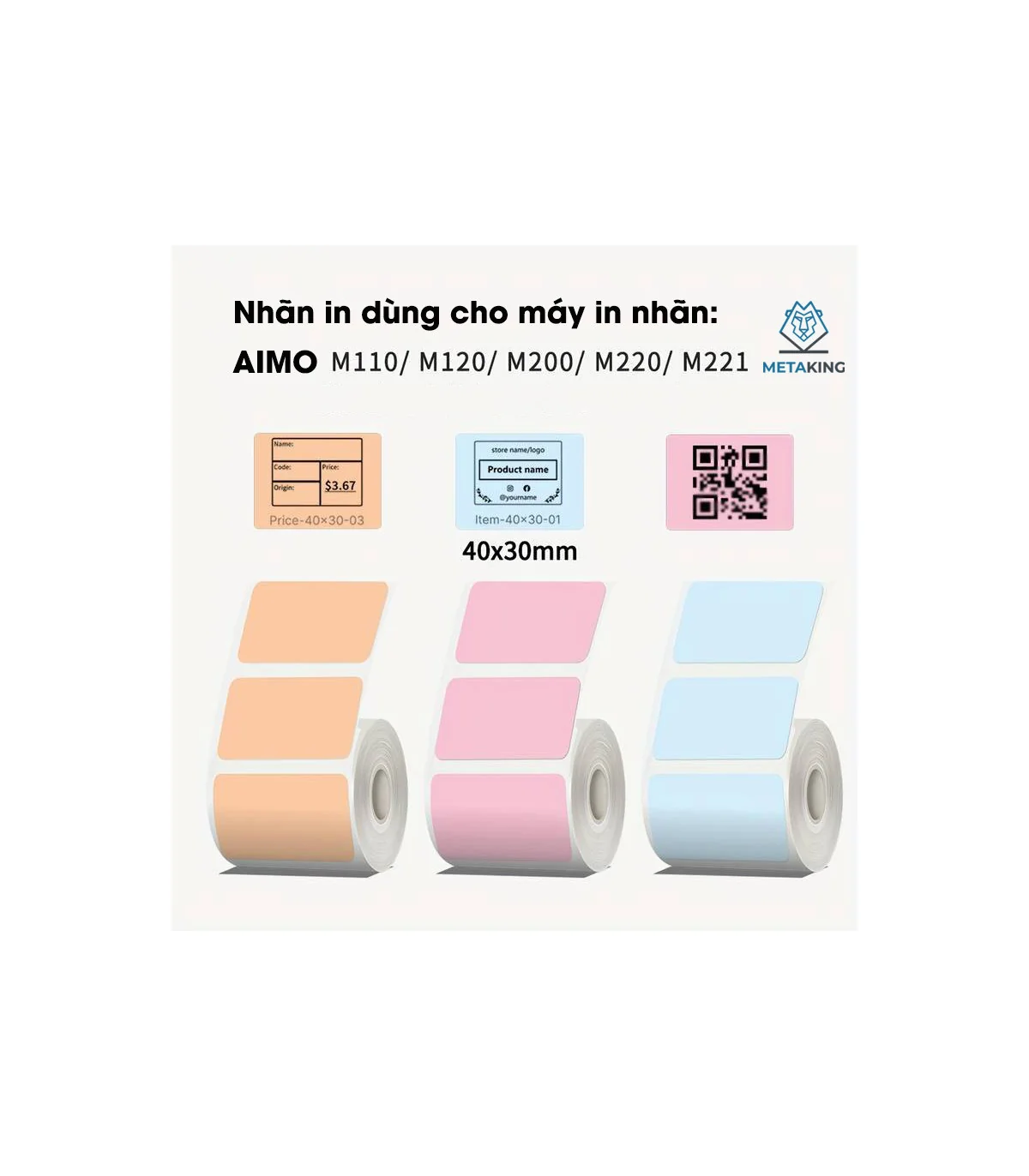 Nhãn Đa Năng 40 X 30mm màu hồng, KT-4030-230PK | AIMO Việt Nam