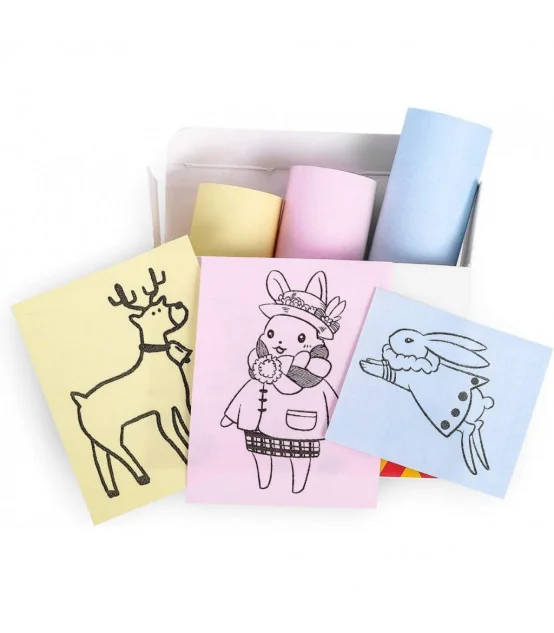 Giấy in nhiệt Vàng/Hồng/Xanh cho T02, 53mm X 6.5m, KT-RMYPB, không keo | AIMO Việt Nam