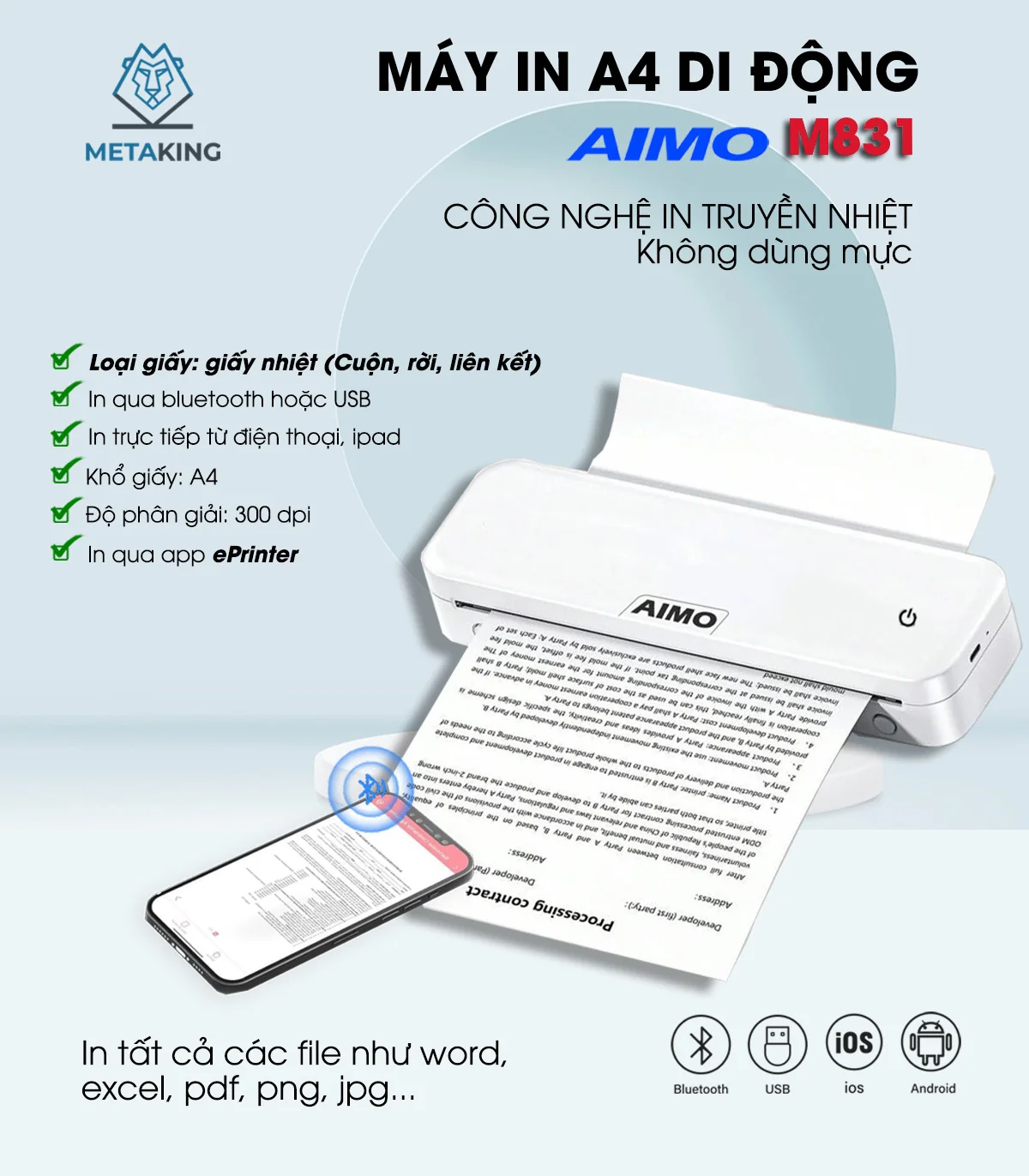 Máy In A4 Di Động AIMO M831 | AIMO Việt Nam