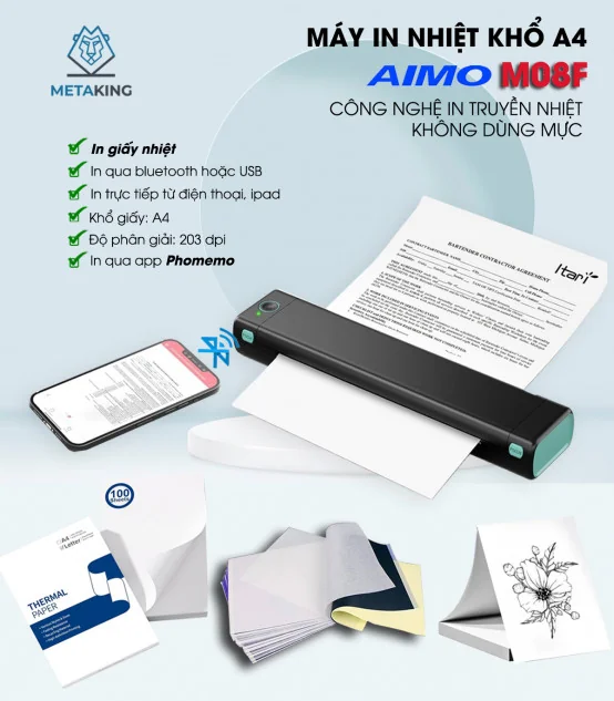Máy in A4 di động AIMO M08F | AIMO Việt Nam