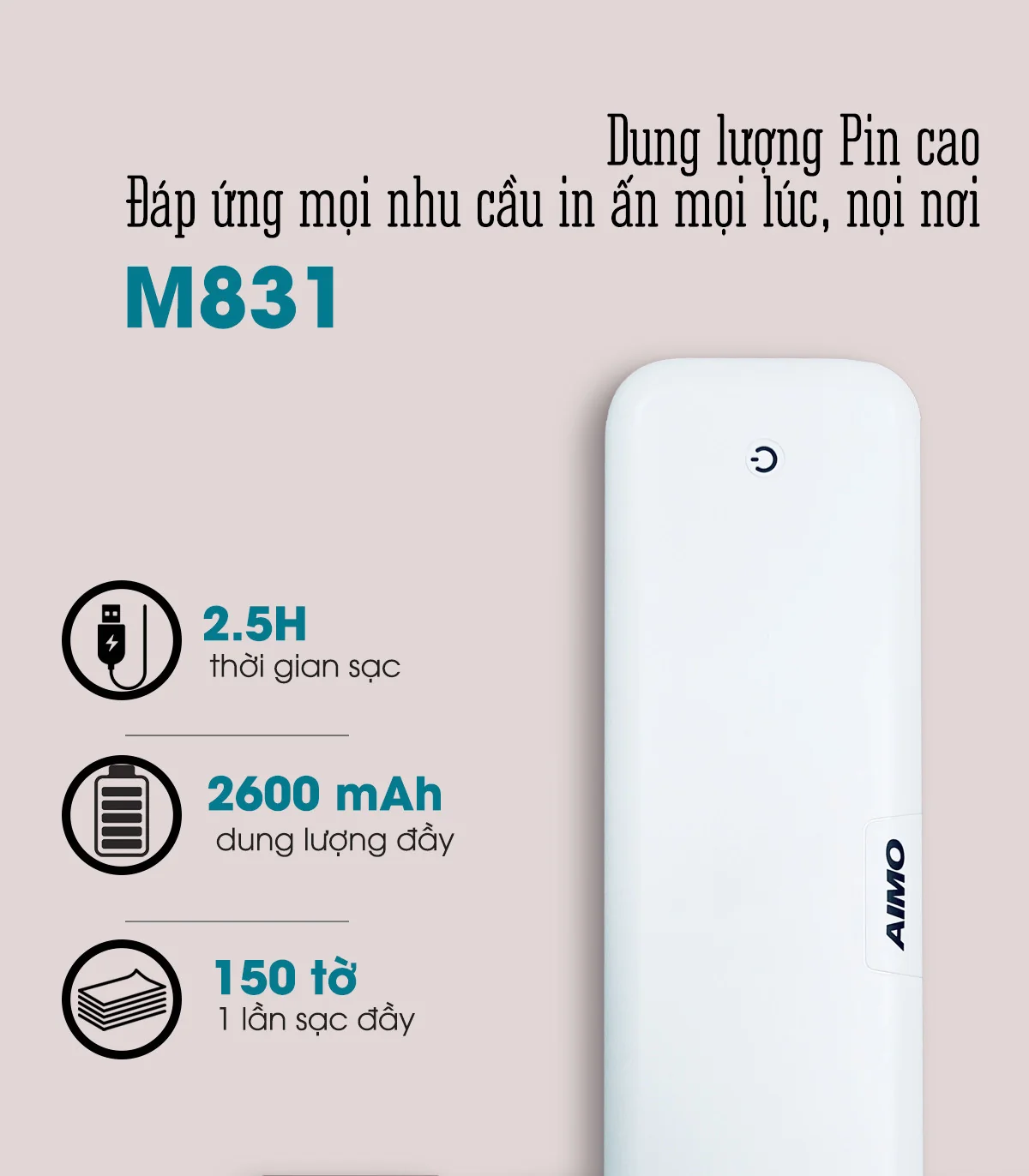 Máy In A4 Di Động AIMO M831 | AIMO Việt Nam