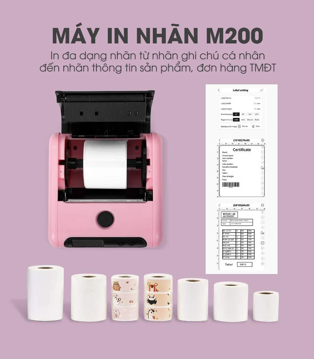 Máy in nhãn mini M200, Bluetooth, cầm tay di động | AIMO Việt Nam