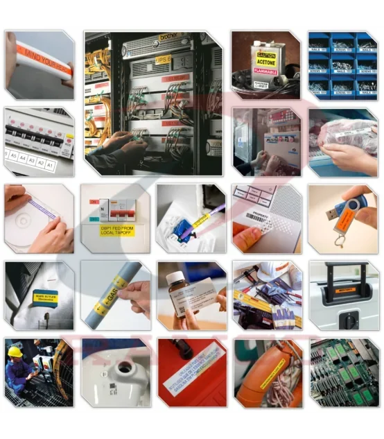 Nhãn HZe-511 (TZe-511), 6mm X 8m, Chữ đen - nền xanh dương | AIMO Việt Nam