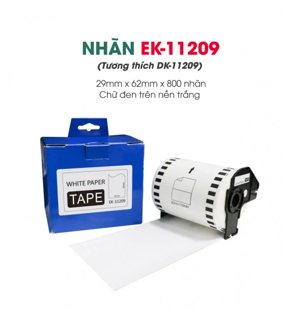 Nhãn giấy EK-11209 (DK-11209), 29 x 62 mm x 800 nhãn, Trắng | AIMO Việt Nam