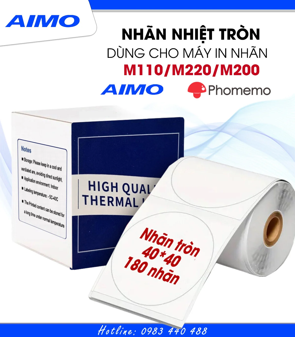 Nhãn Tròn 40 X 40mm, Màu Trắng, KTR-4040-140 | AIMO Việt Nam