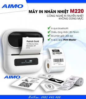 Máy in nhãn mini M220, Bluetooth, cầm tay di động | AIMO Việt Nam