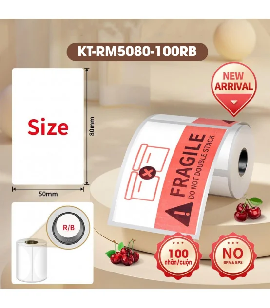 Nhãn Nhiệt KT-RM5080-100RB I Hai Màu Đỏ & Đen I Dùng Cho Máy M421 | AIMO Việt Nam