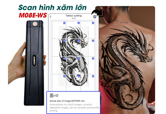 Hướng Dẫn Cách Chia Hình Xăm Có Kích Thước Lớn Với Máy Scan Hình Xăm M08E-WS